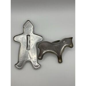 Vintage Metal Western Gingerbread Man & Horse Cookie Cutters